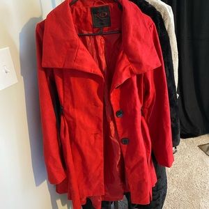 Red pea coat women’s size large